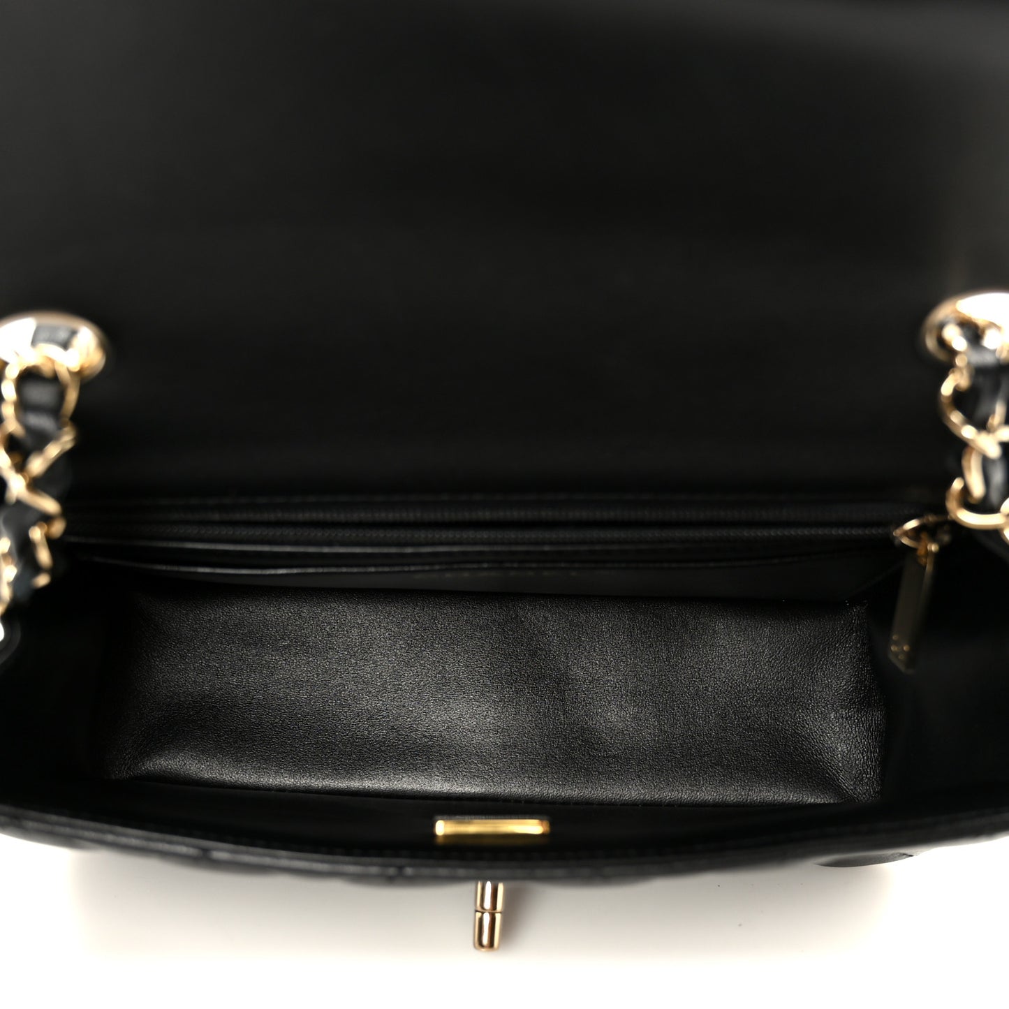 Lambskin Quilted Mini Rectangular Flap Black