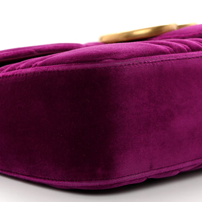 Gucci Velvet Matelasse Medium GG Marmont Shoulder Bag Fuchsia Violet Cyclamen 9 of 10