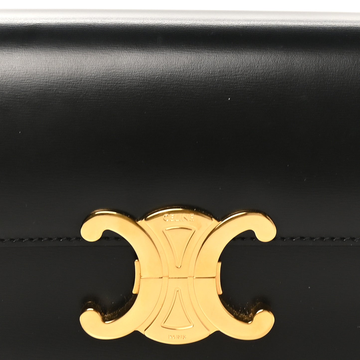 Shiny Calfskin Triomphe Shoulder Bag Black