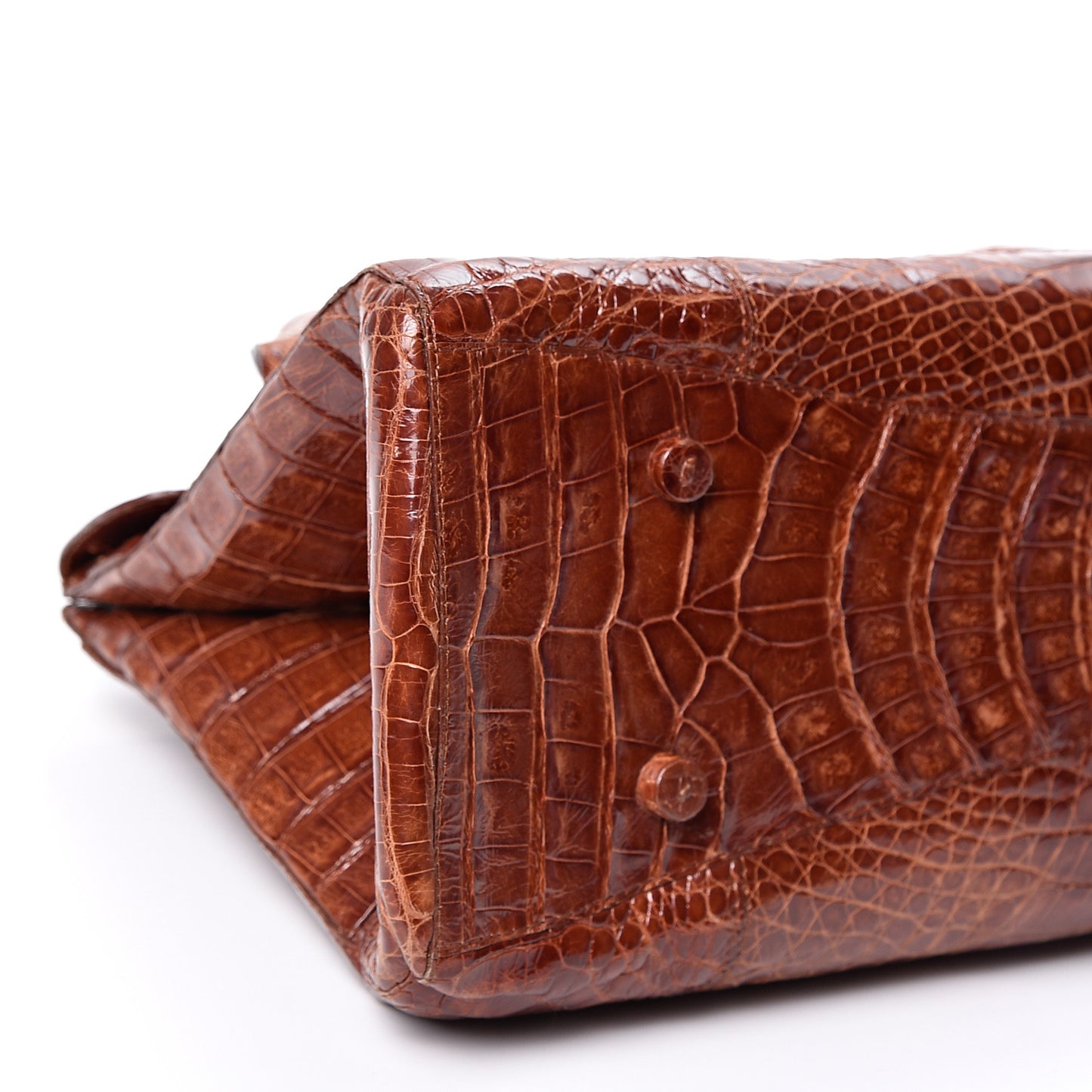 Crocodile Top Handle Tote Brown