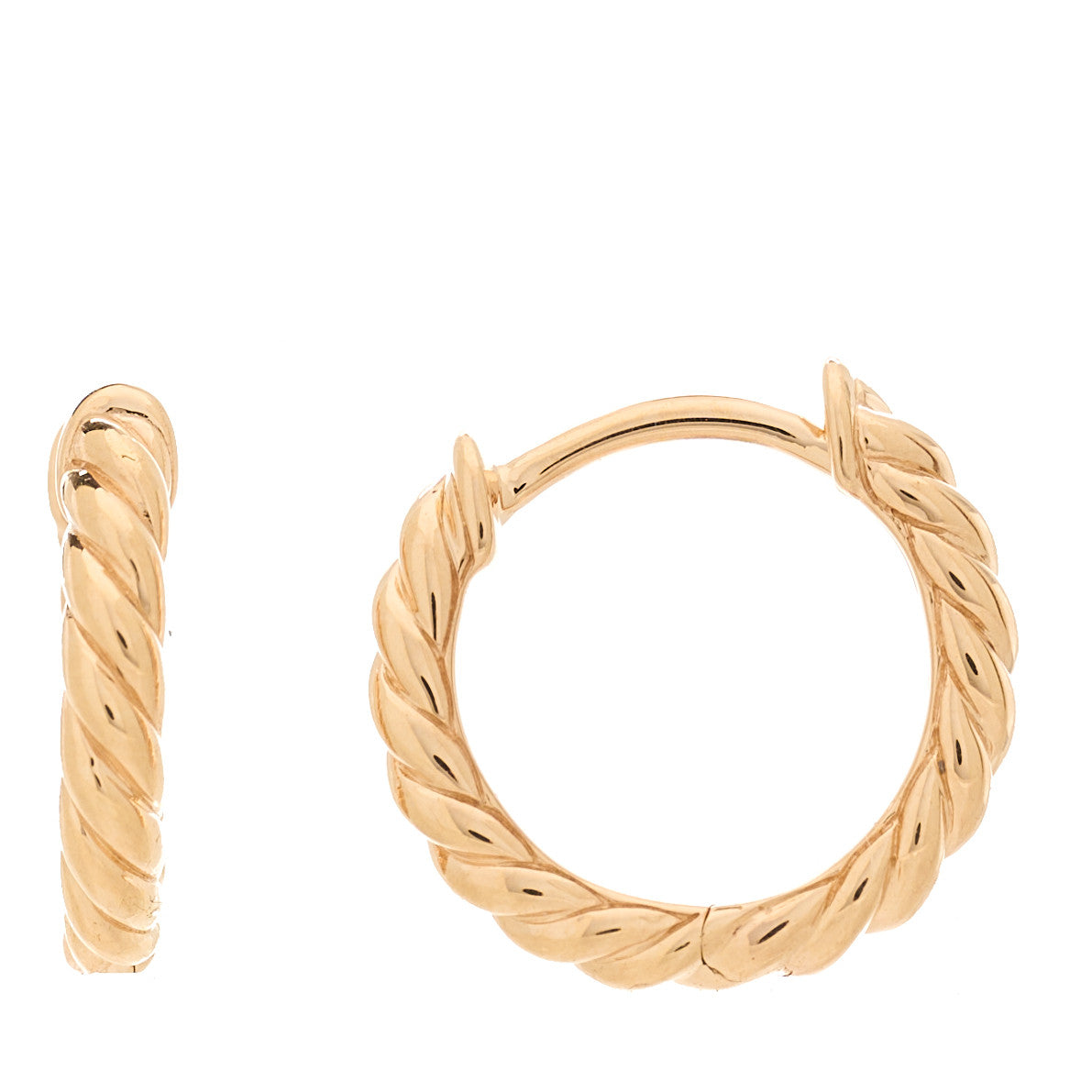 18K Rose Gold Sculpted Cable Micro Huggie Hoop Earrings
