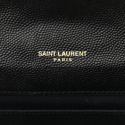 Saint Laurent Grain De Poudre Matelasse Chevron Monogram Envelope Clutch Black 6 of 10