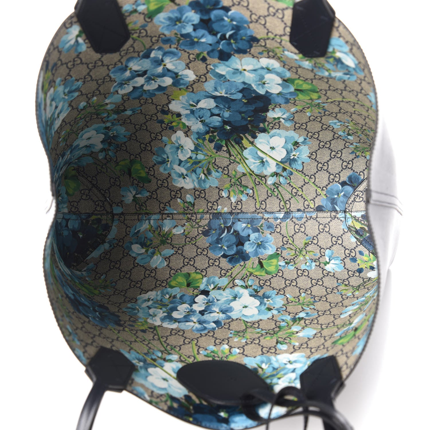 Gucci GG Supreme Monogram Blooms Medium Reversible Tote Beige Blue Navy 12 of 15