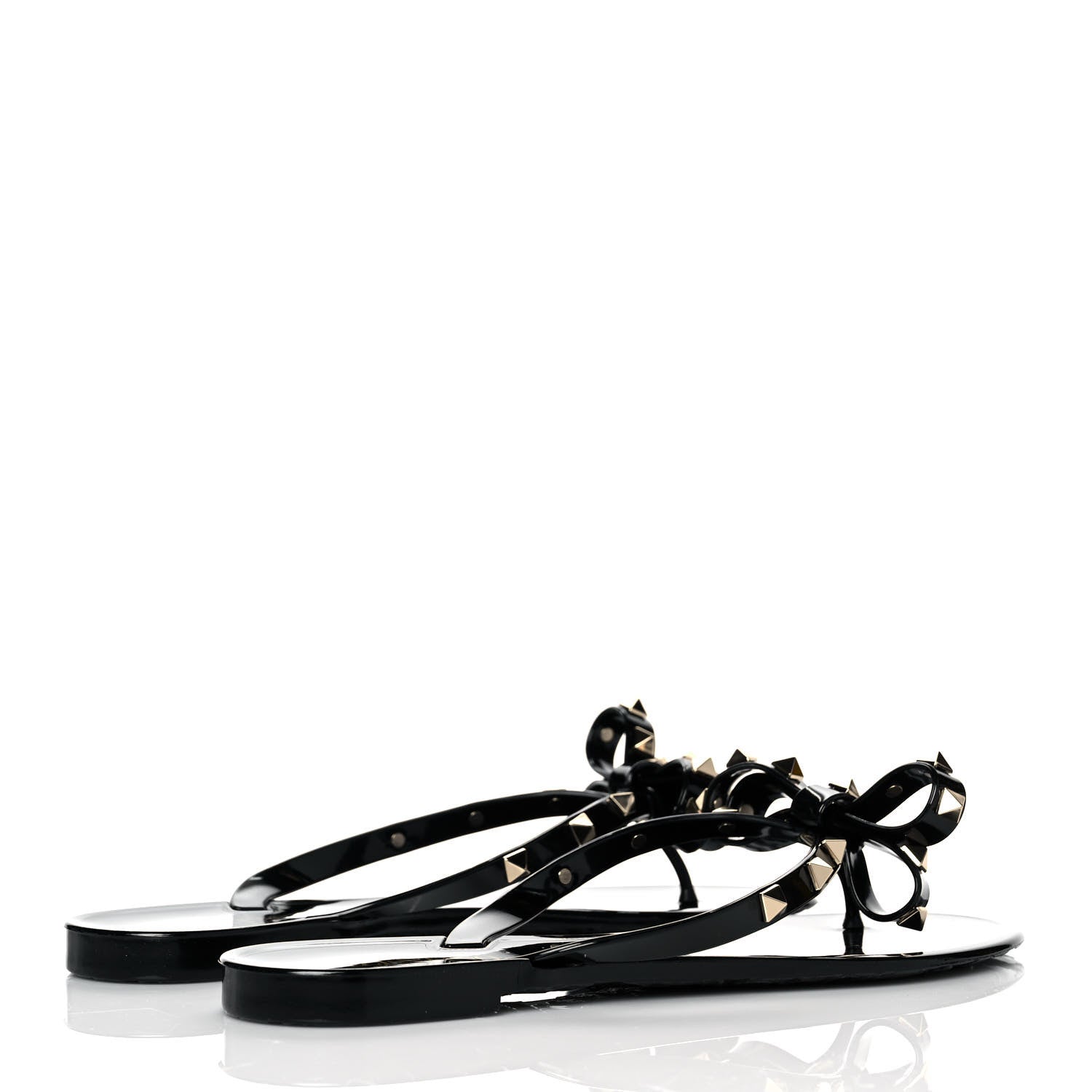 Valentino Garavani PVC Jelly Rockstud Bow Thong Sandals 39 Black 4 of 8