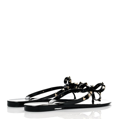 Valentino Garavani PVC Jelly Rockstud Bow Thong Sandals 39 Black 4 of 8