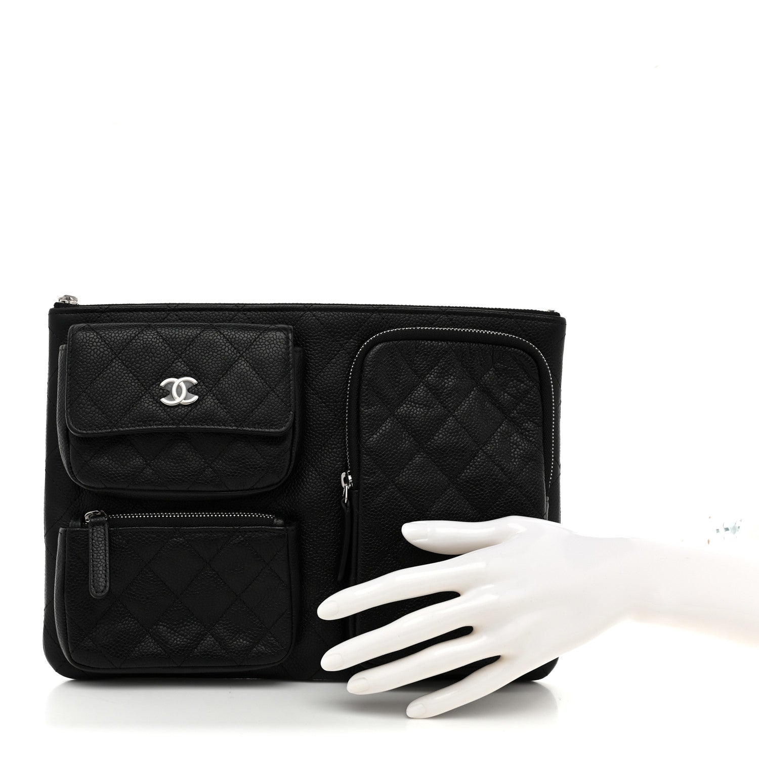 Chanel Caviar Quilted Zipped Multi Pouch Black 2 of 8