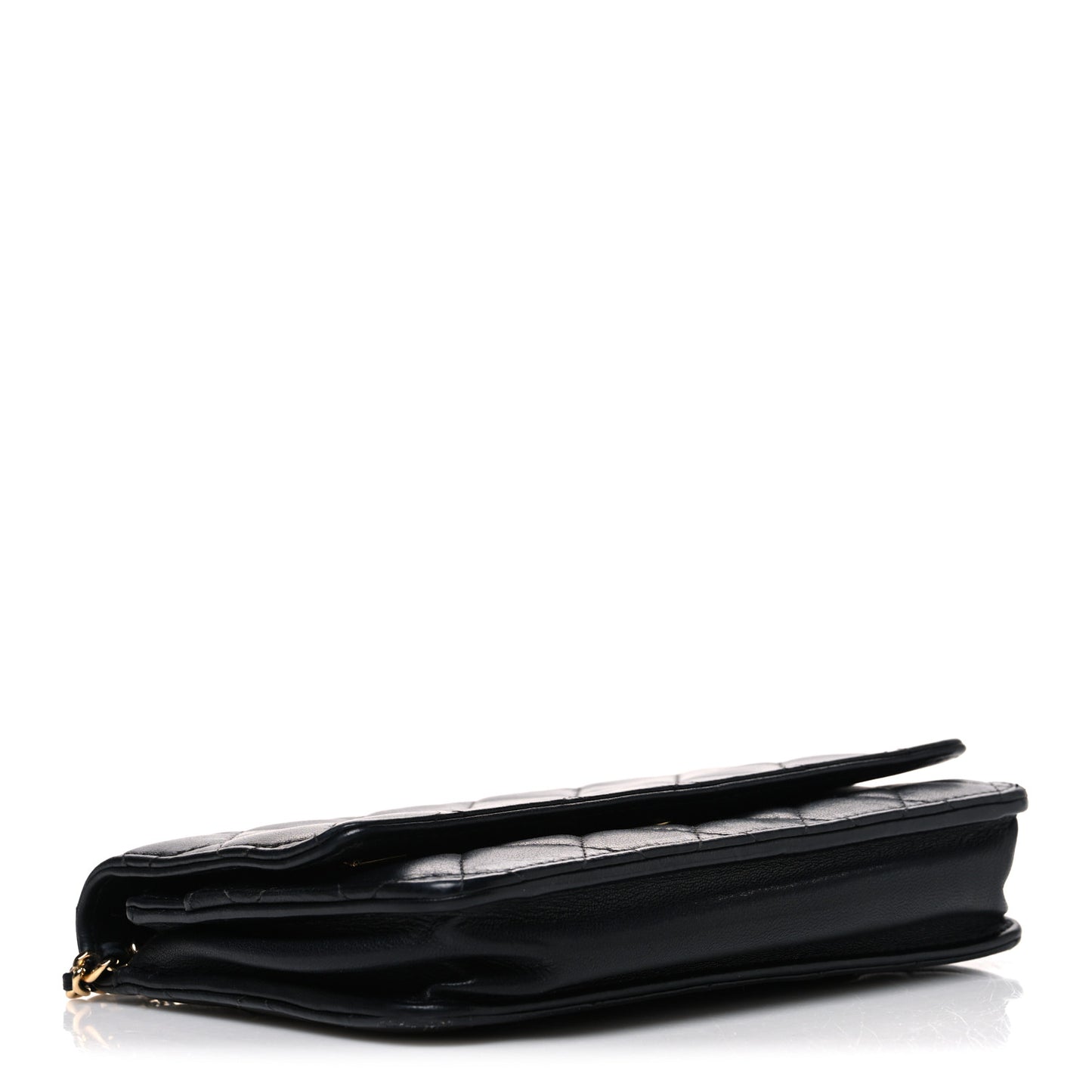 Lambskin Quilted Wallet On Chain WOC Black