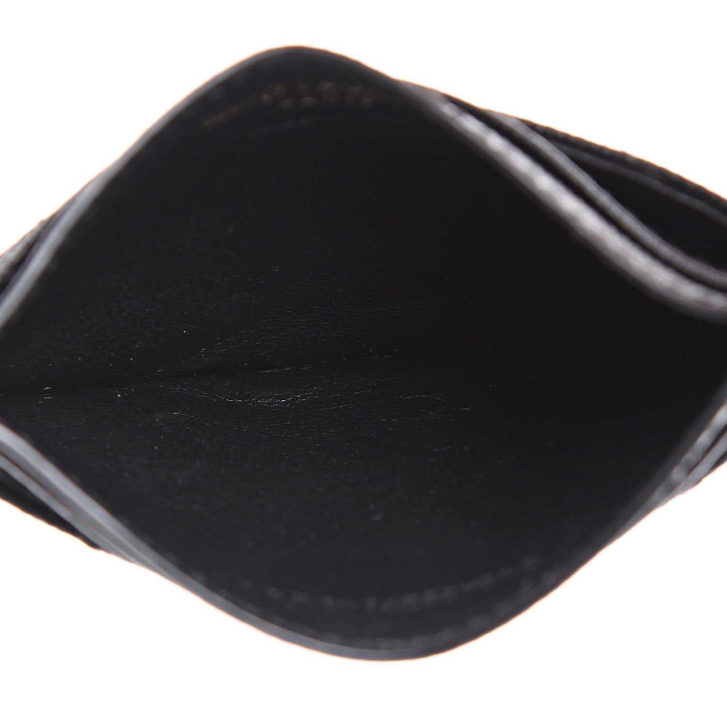 Saint Laurent Grain De Poudre Matelasse Chevron Monogram Credit Card Case Black 4 of 7
