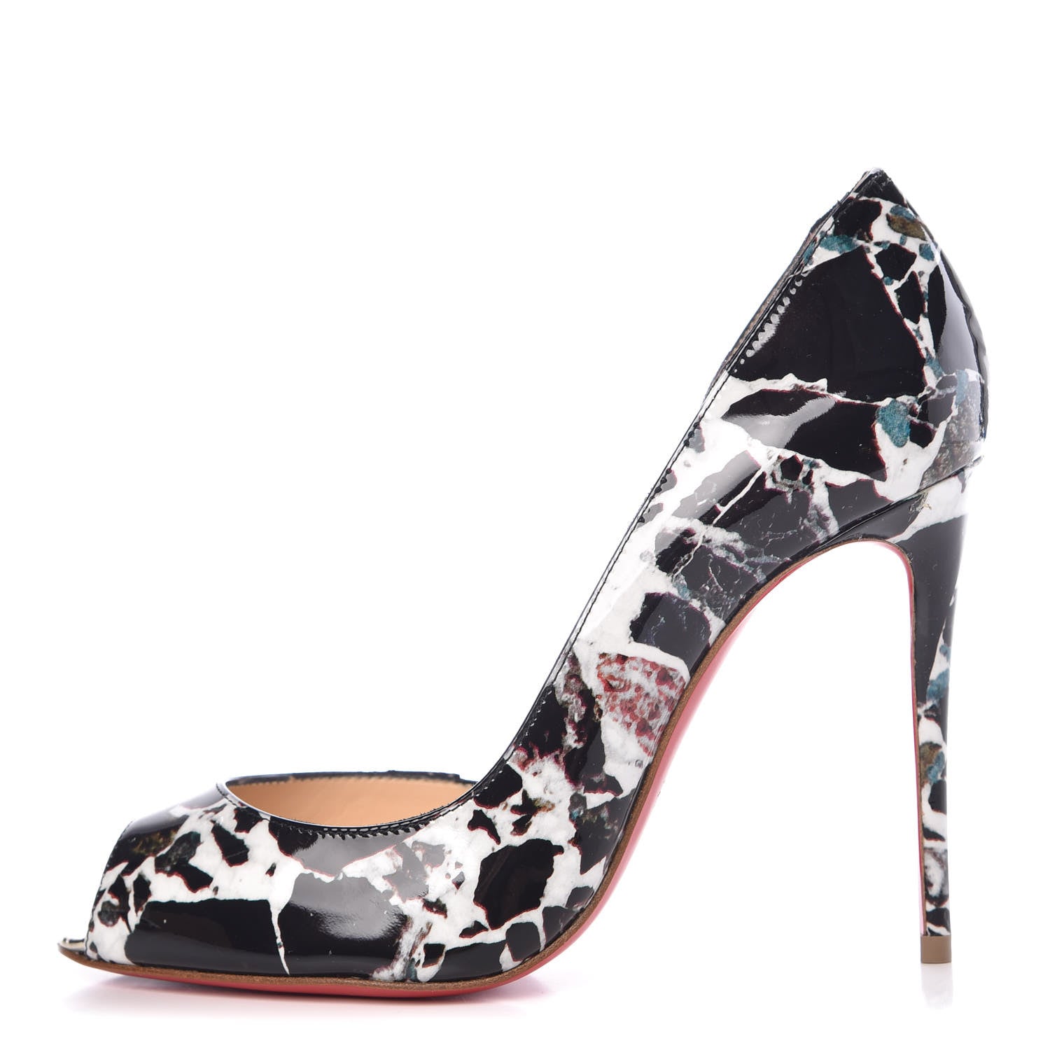 Christian Louboutin Patent Carrare Specchio Demi You 100 Pumps 36 Black White 1 of 8