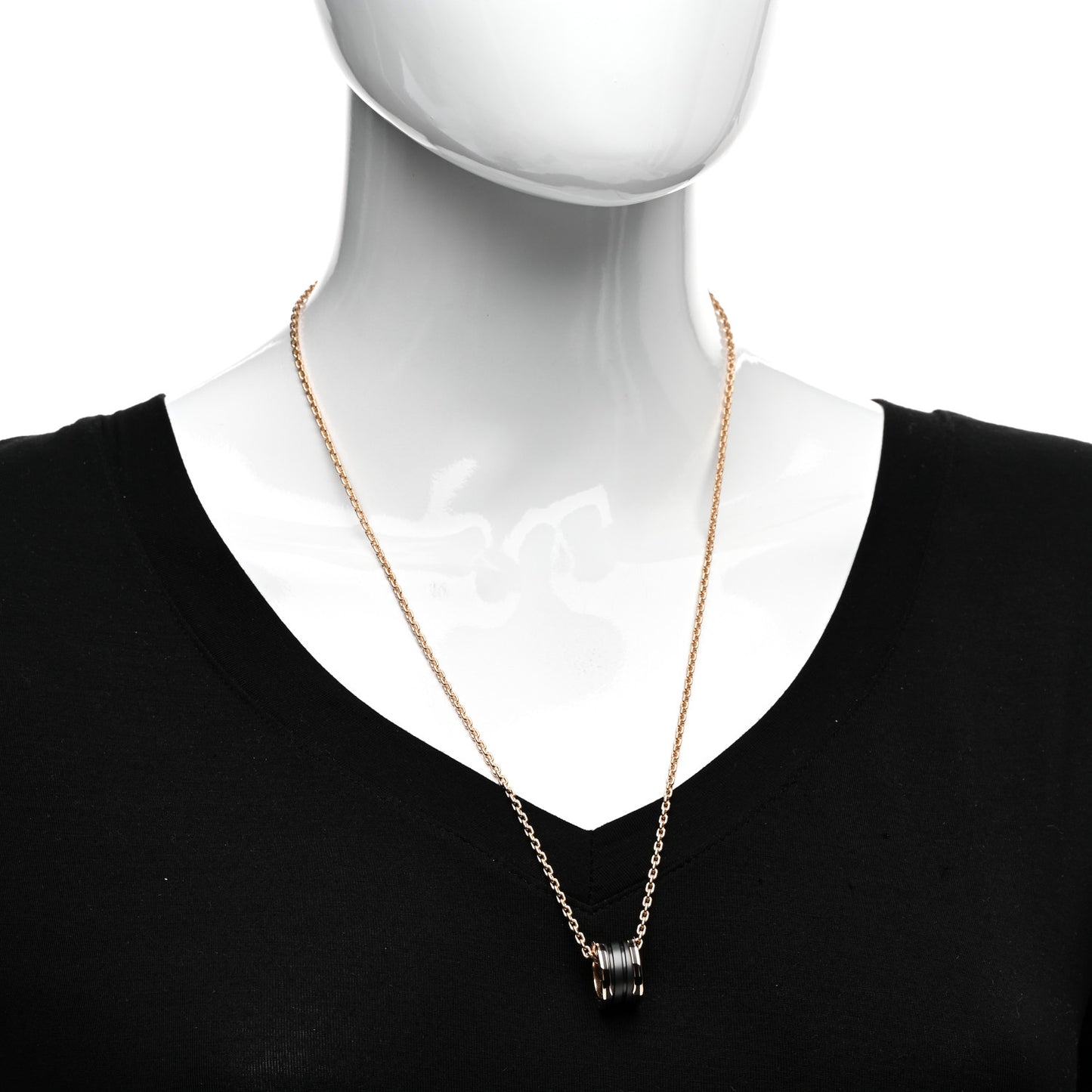 18K Rose Gold Black Matte Ceramic B.Zero1 Pendant Necklace