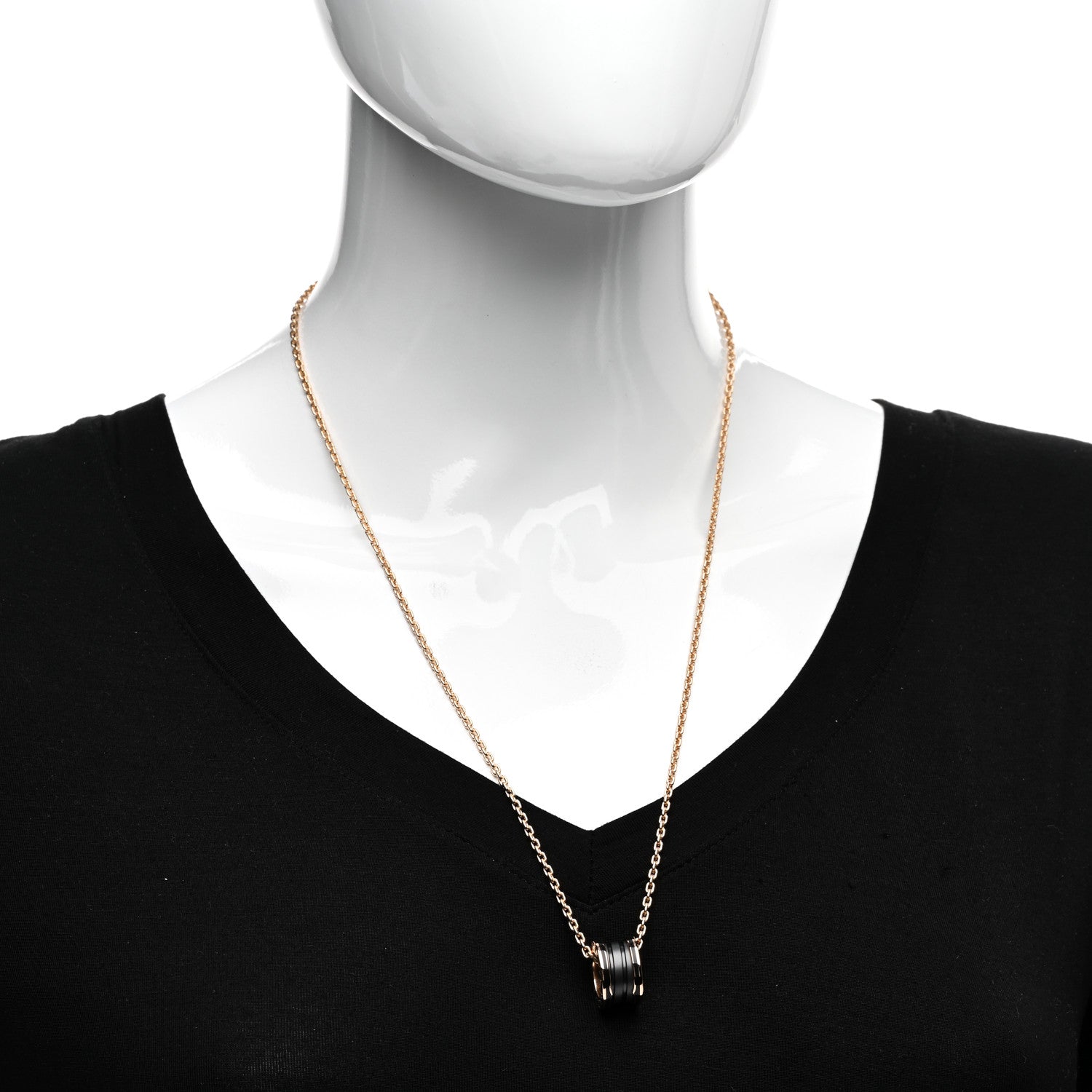 Bulgari 18K Rose Gold Black Matte Ceramic B.Zero1 Pendant Necklace 2 of 5
