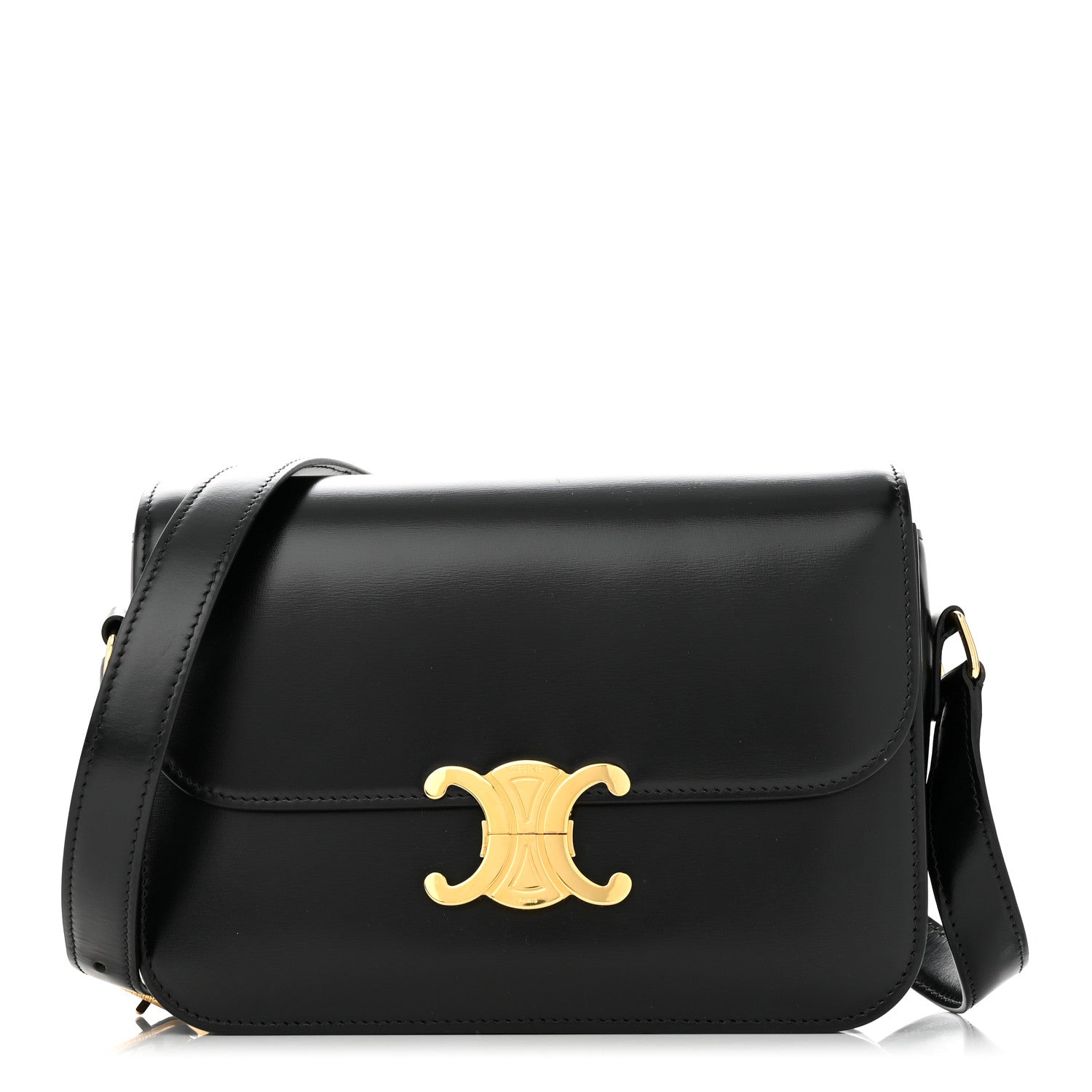 Celine Shiny Calfskin Medium Triomphe Black 1 of 12