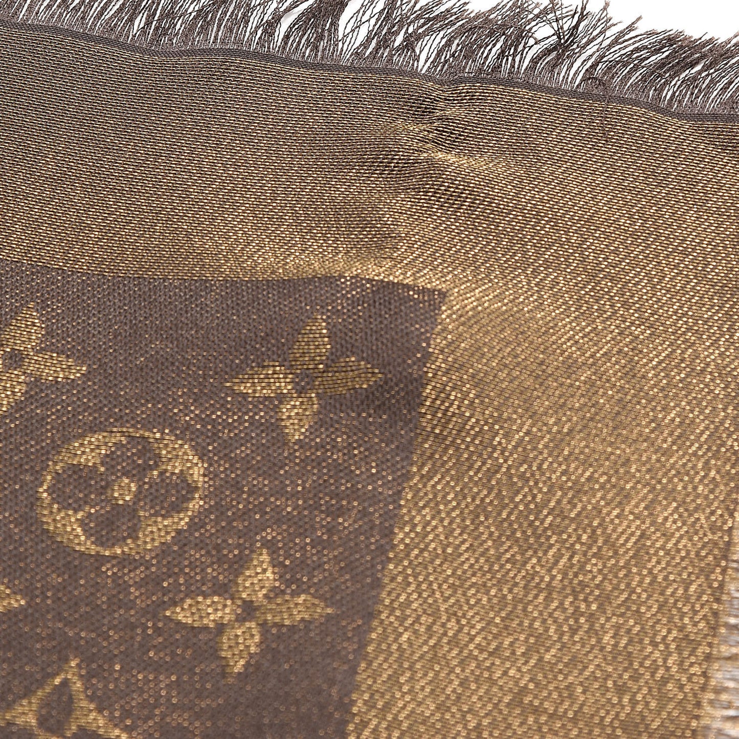 Silk Lurex Wool Monogram Shine Shawl Brown
