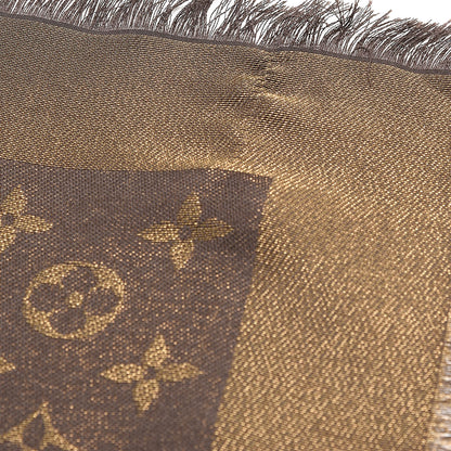 Louis Vuitton Silk Lurex Wool Monogram Shine Shawl Brown 4 of 6