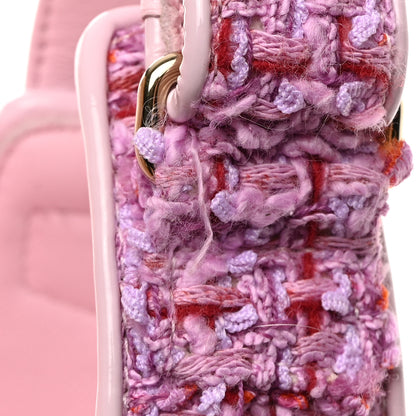 Chanel Tweed Patent Calfskin Velcro Dad Sandals 38.5 Light Purple Pink Red 10 of 10