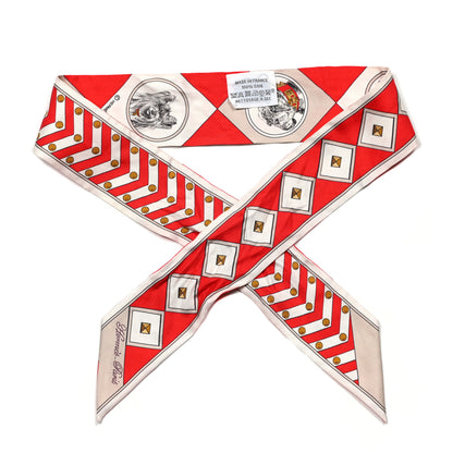 Hermes Silk Colliers Et Chiens Twilly Rouge White Mastic 1 of 4