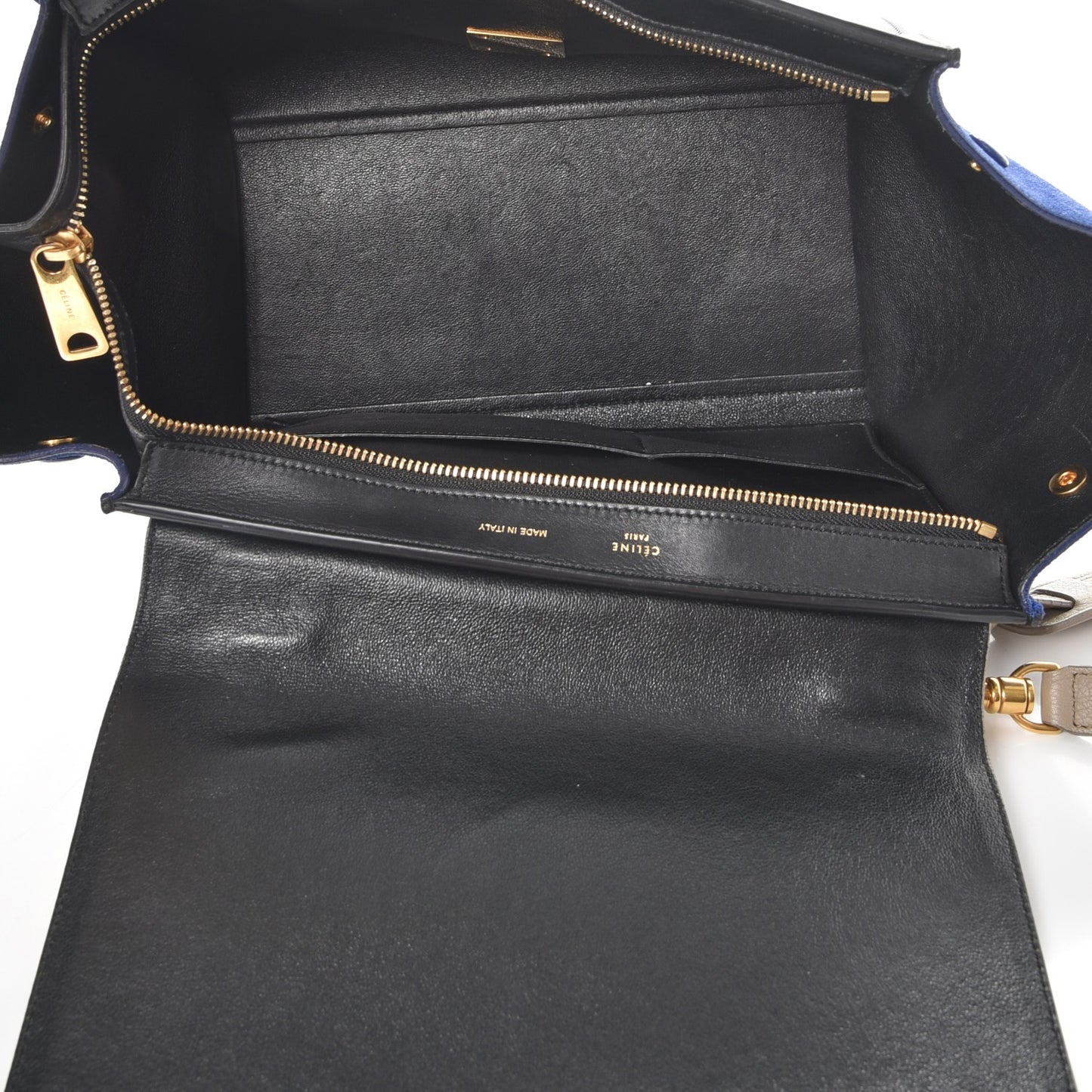 Textured Calfskin Suede Small Tri-Color Trapeze Sand