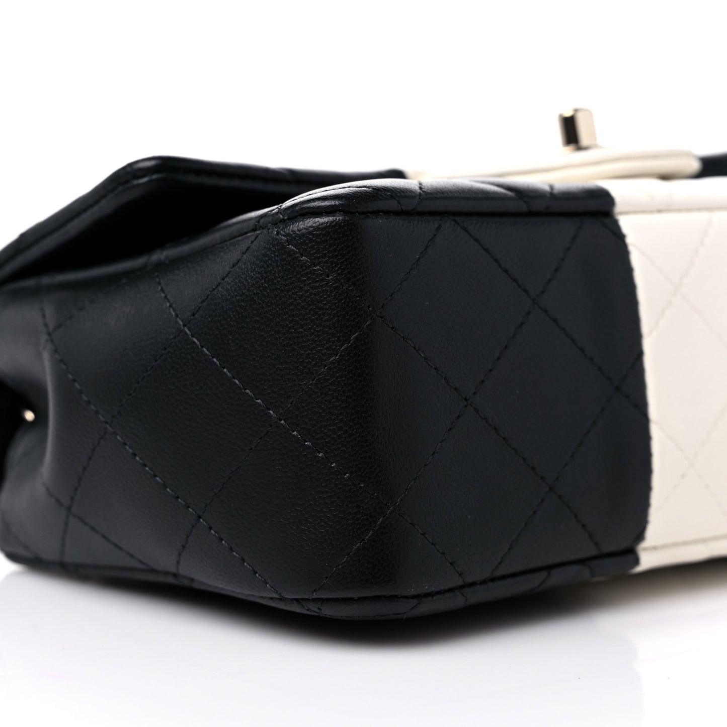 Lambskin Quilted Mini Rectangular Flap Black White