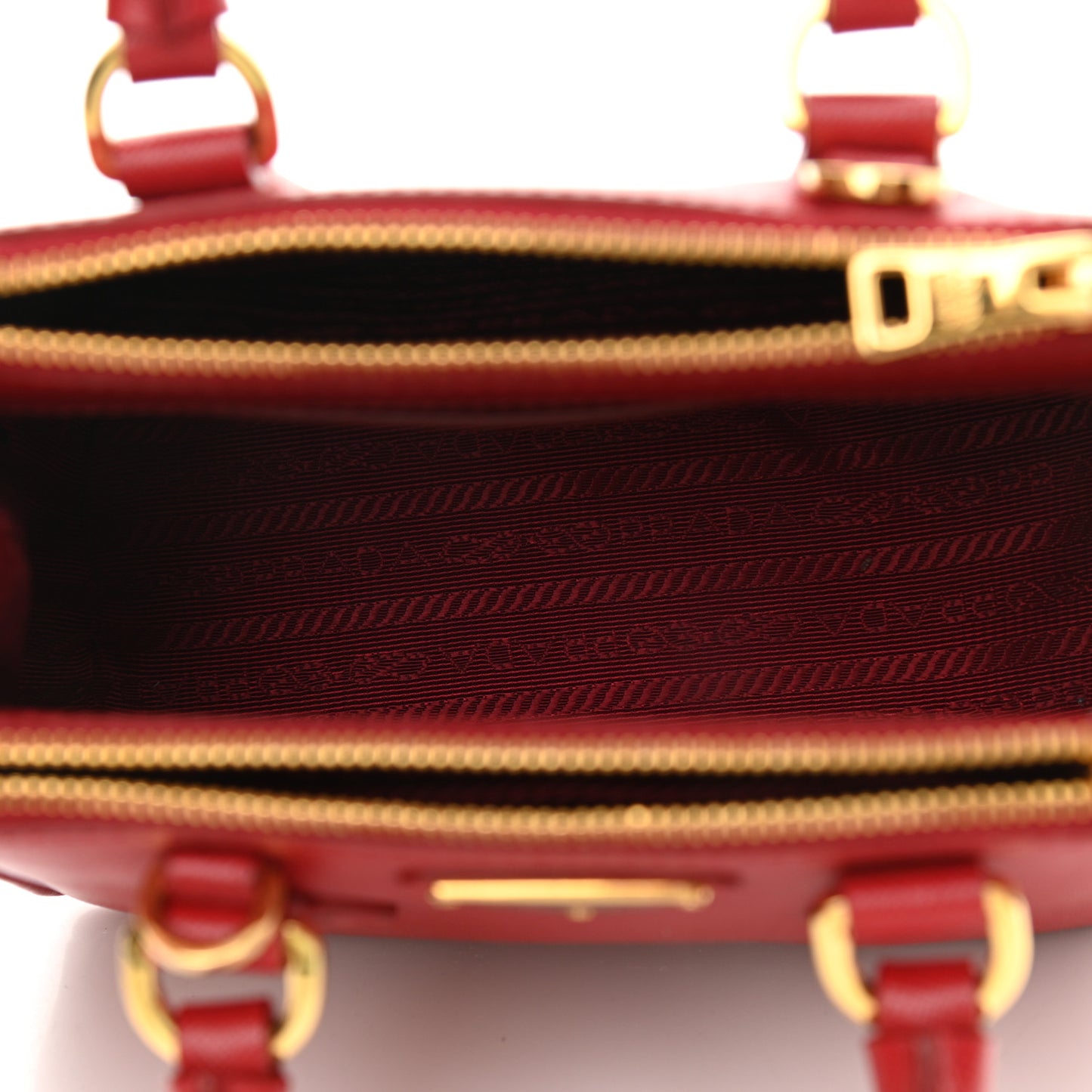 Saffiano Lux Micro Galleria Double Zip Tote Fuoco