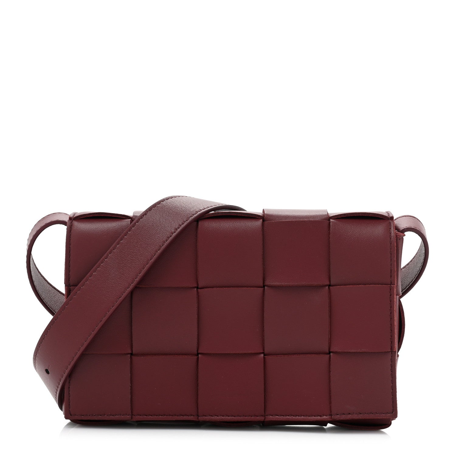 Bottega Veneta Lambskin Maxi Intrecciato Cassette Crossbody Bag Bordeaux 1 of 11