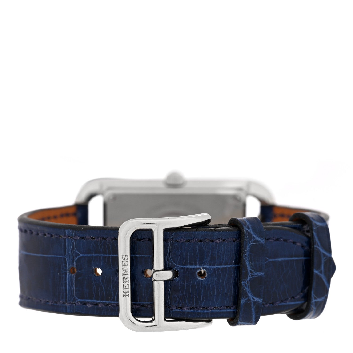 Hermes Stainless Steel Alligator Diamond Mother of Pearl 29mm Cape Cod Quartz Watch Bleu Saphir 3 of 7