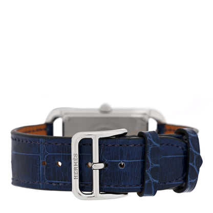 Hermes Stainless Steel Alligator Diamond Mother of Pearl 29mm Cape Cod Quartz Watch Bleu Saphir 3 of 7