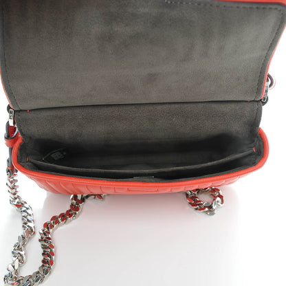 Fendi Shiny Nappa Trapuntata Micro Double Baguette Papavero 6 of 9