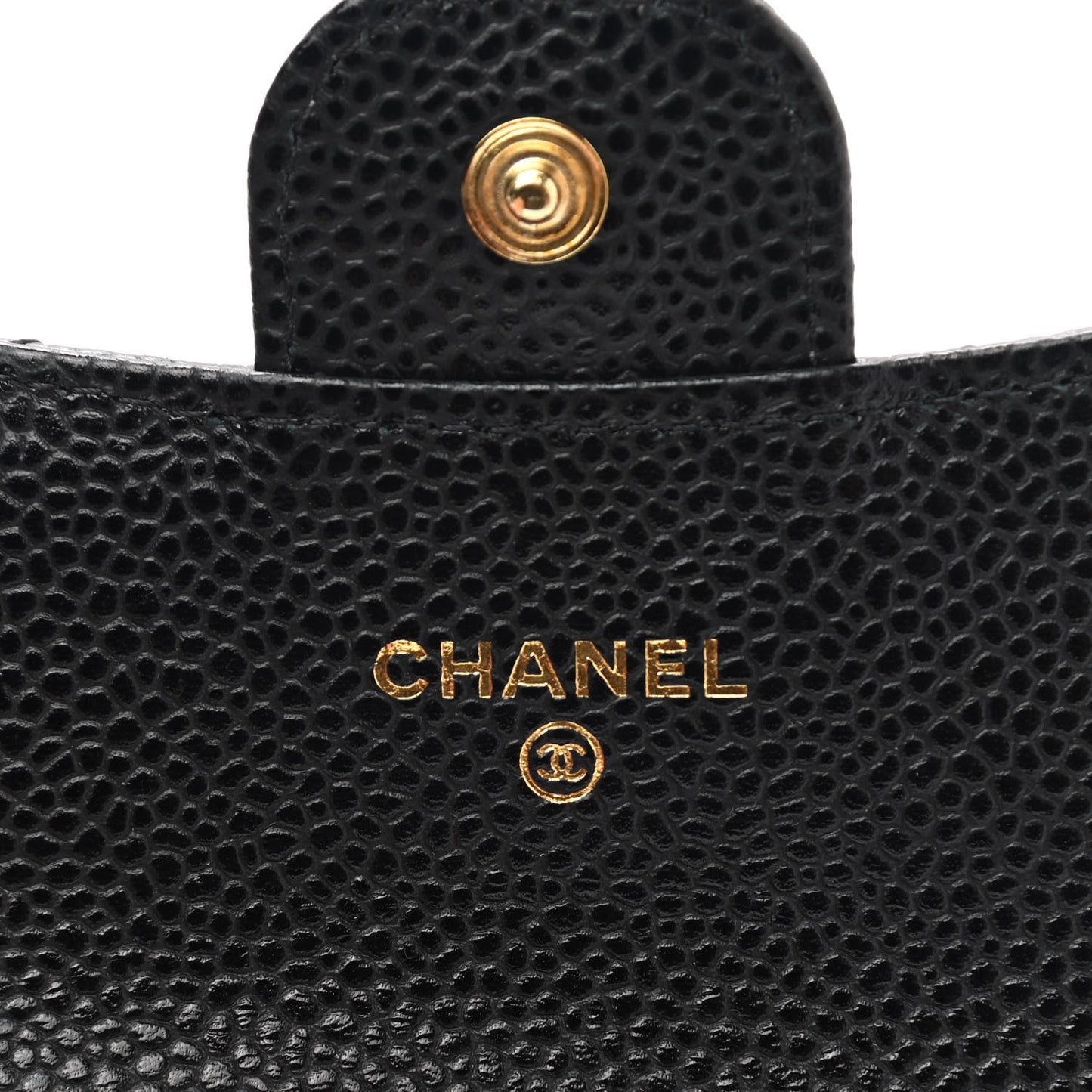 Caviar Quilted Flap Card Holder Wallet Black