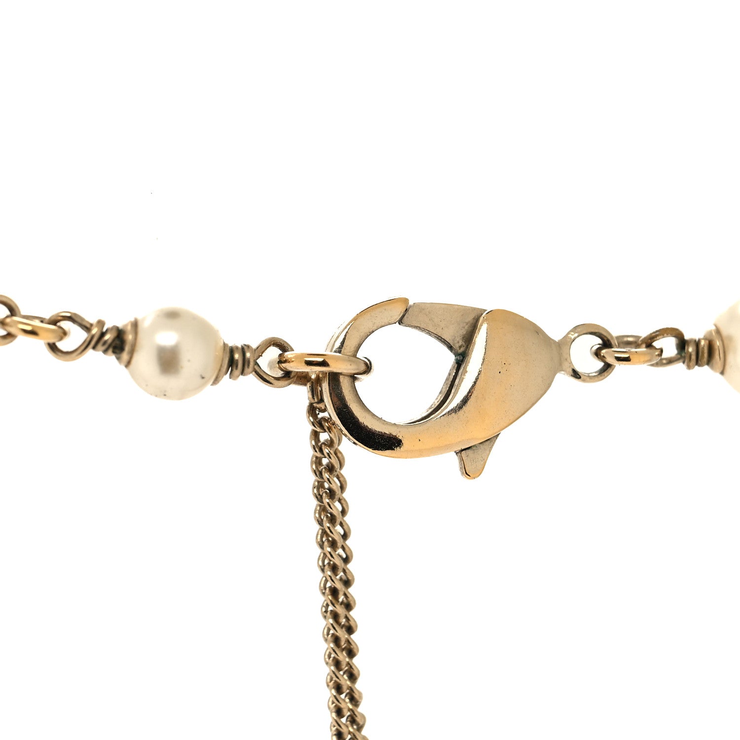 Chanel Pearl Beaded Crystal CC Long Necklace Gold Black White 4 of 5