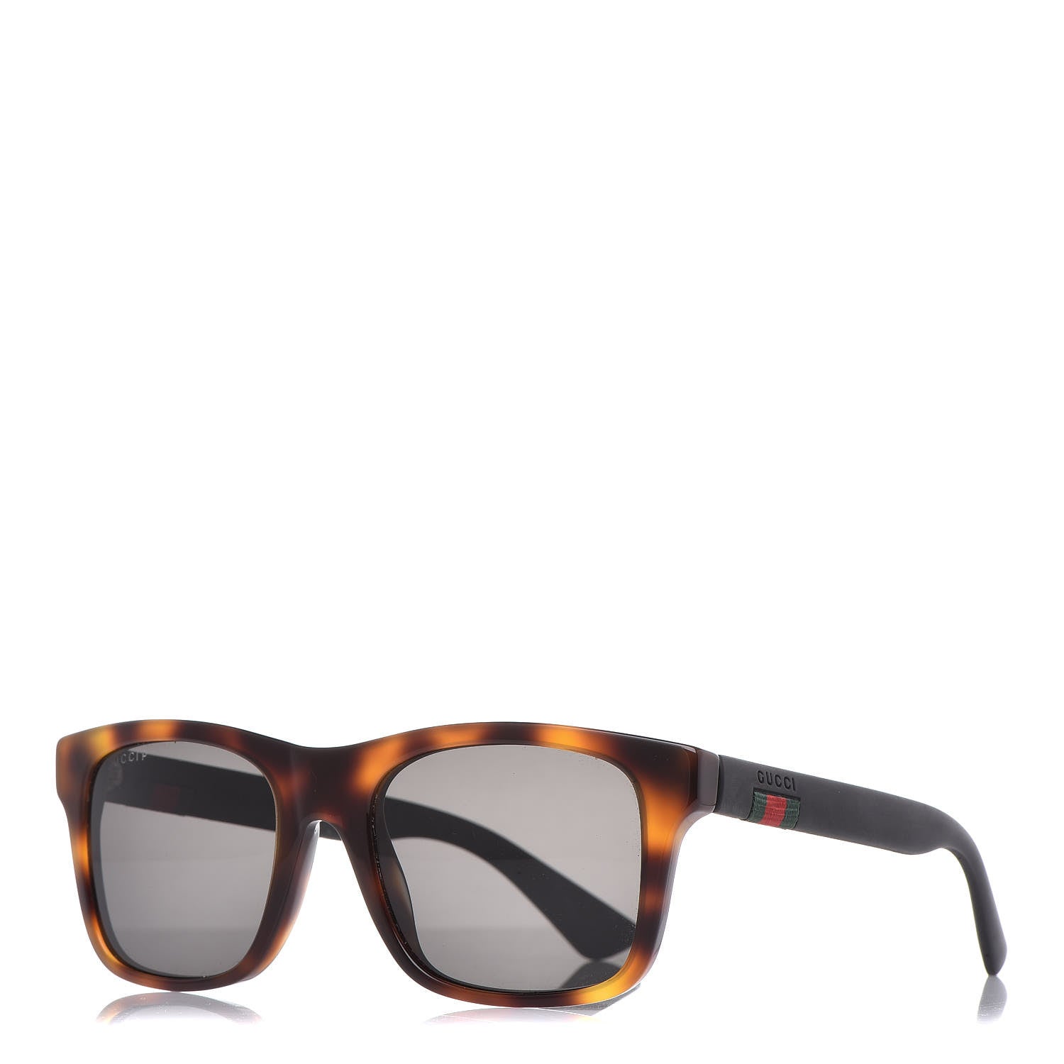 Gucci Polarized Square Frame Web Sunglasses GG0008S Tortoise 1 of 8