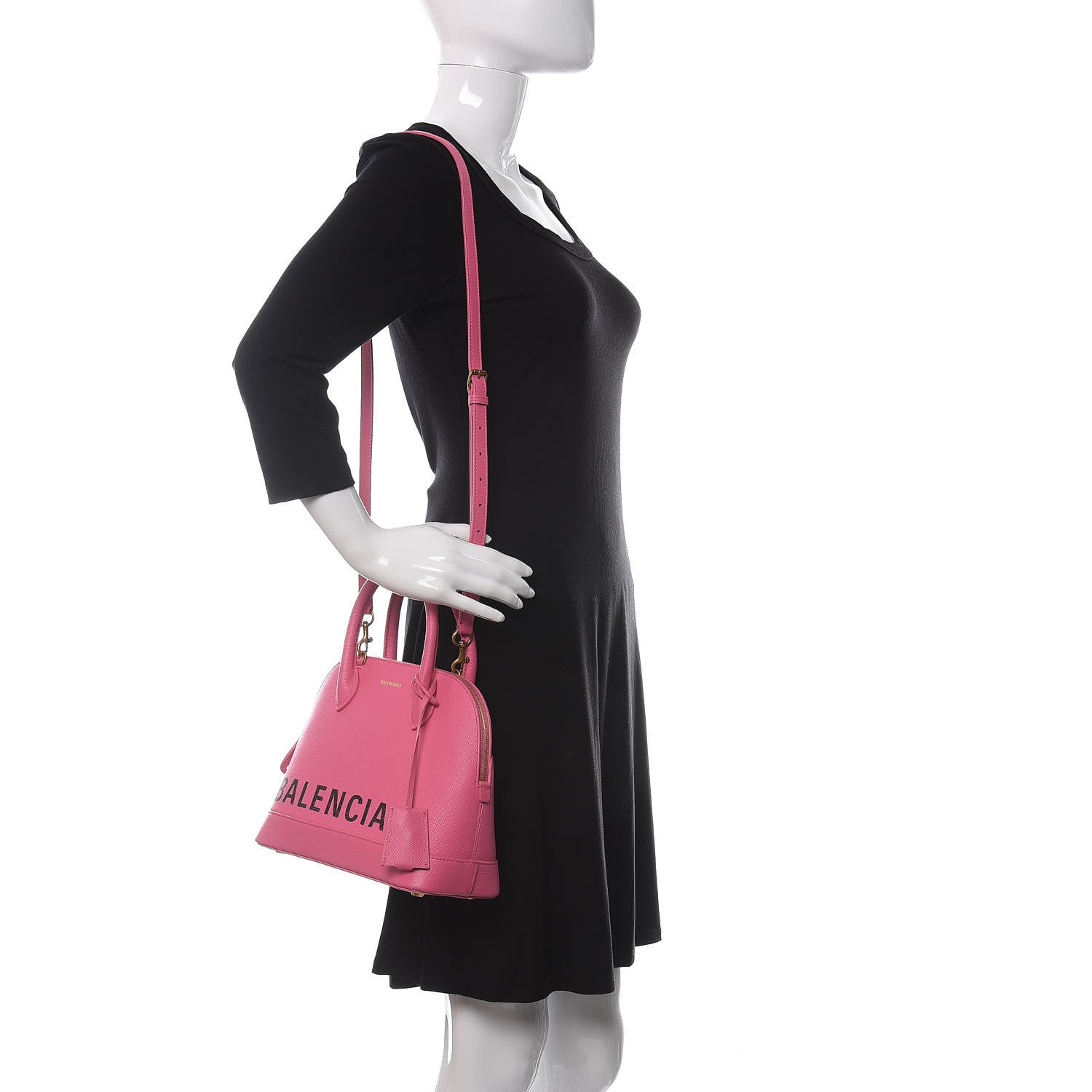 Balenciaga Signature Grained Calfskin S Ville Top Handle Bag Rose Bubblegum Black 2 of 13