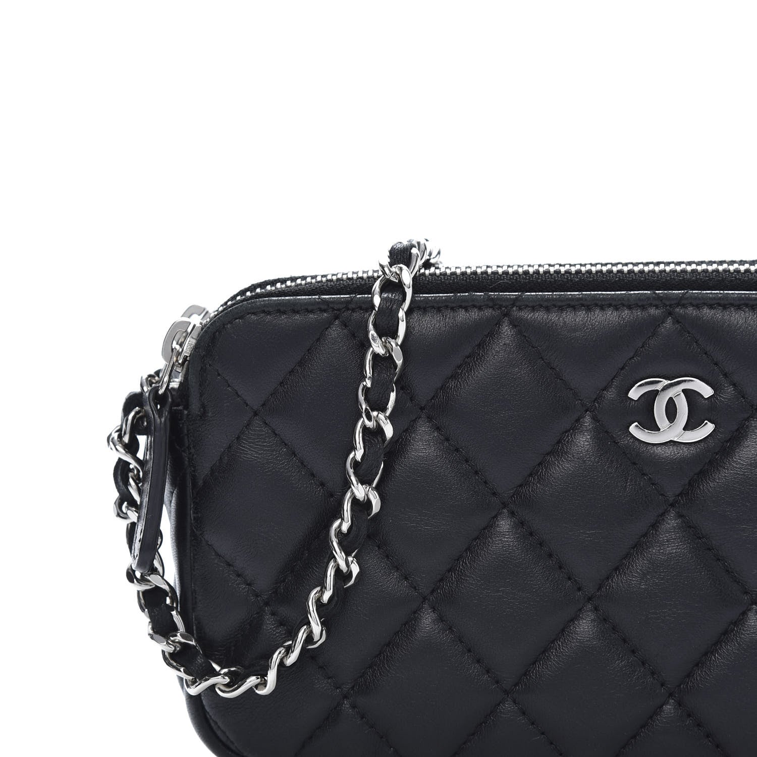 Chanel Lambskin Quilted Small Clutch With Chain Black 14 of 14