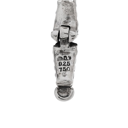 David Yurman Sterling Silver 18K Yellow Gold White Agate Hematine Garnet Enhancer Pendant 4 of 4
