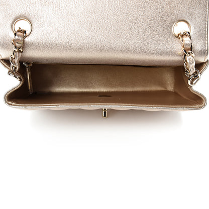 Chanel Metallic Lambskin Quilted Mini Rectangular Flap Gold 5 of 13