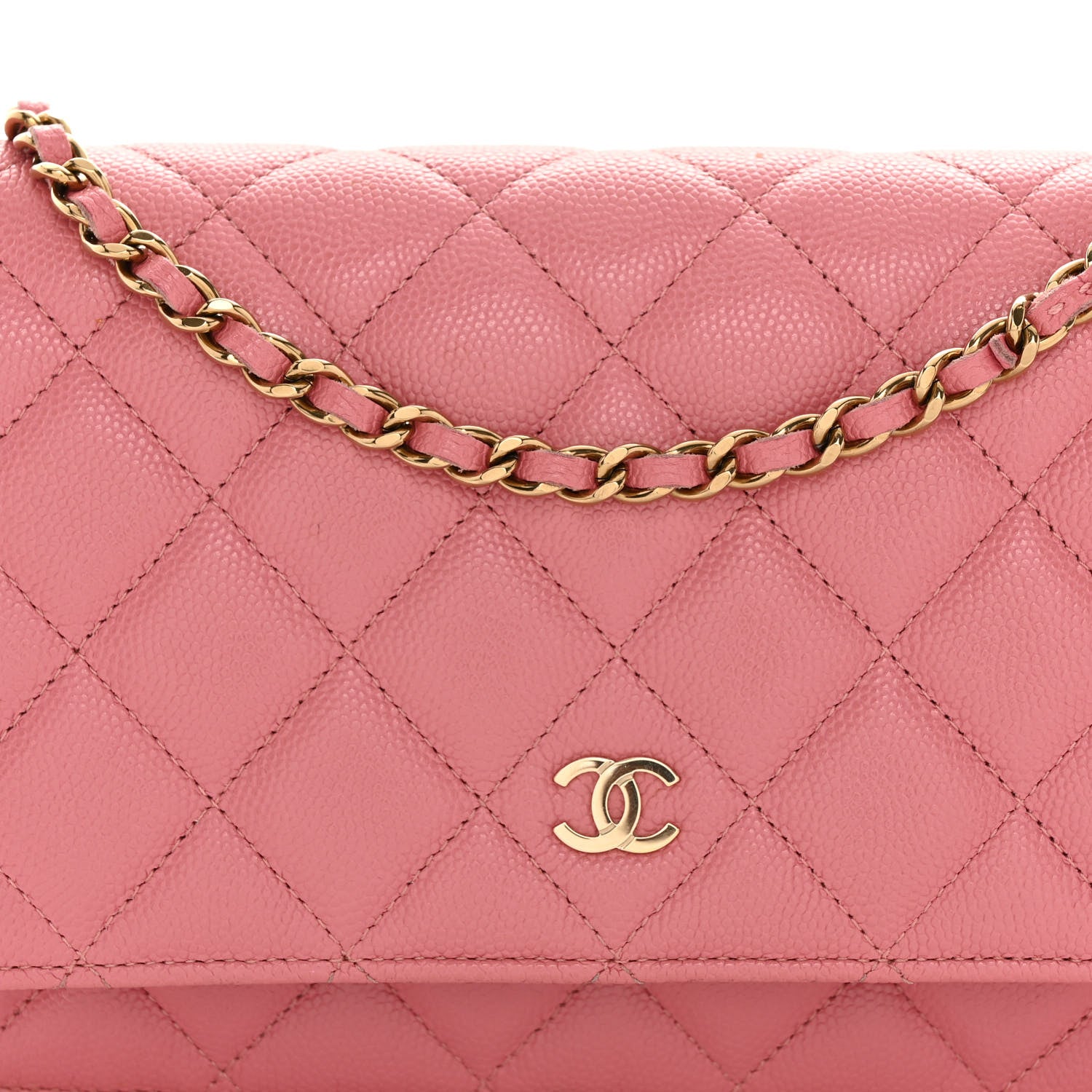 Chanel Shiny Caviar Quilted Wallet On Chain WOC Pink 8 of 11