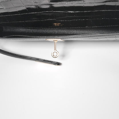 Hermes Shiny Niloticus Crocodile Kelly Cut Pochette Black 5 of 24