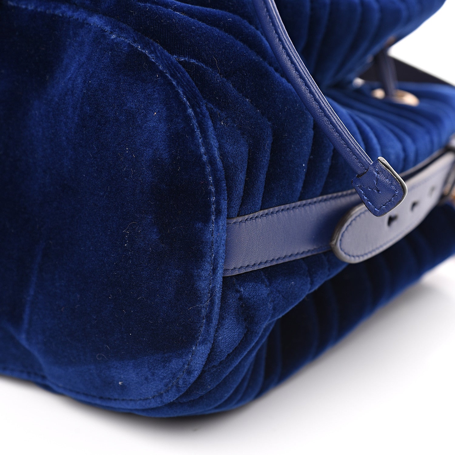 Gucci Velvet Matelasse GG Marmont Bucket Bag Cobalt Blue 9 of 10