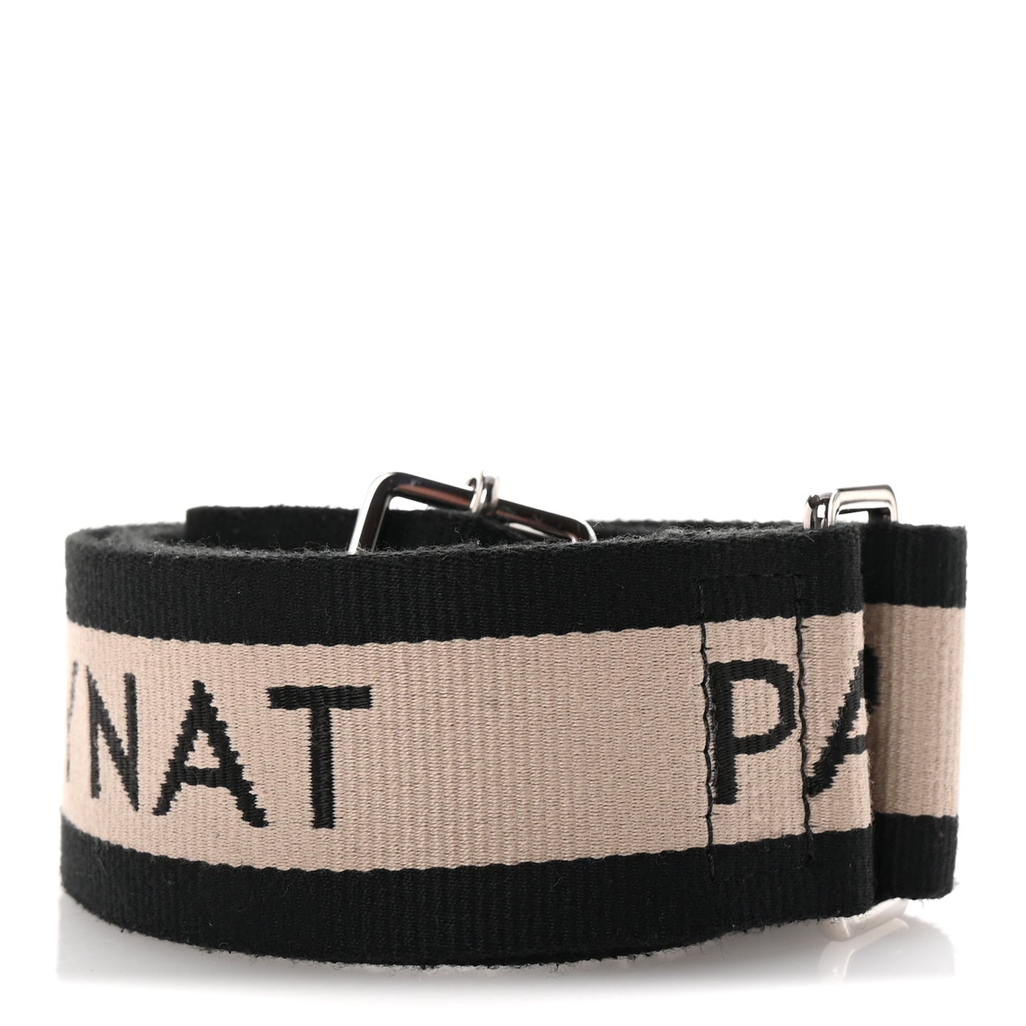 Canvas Calfskin Logo Strap Black Beige