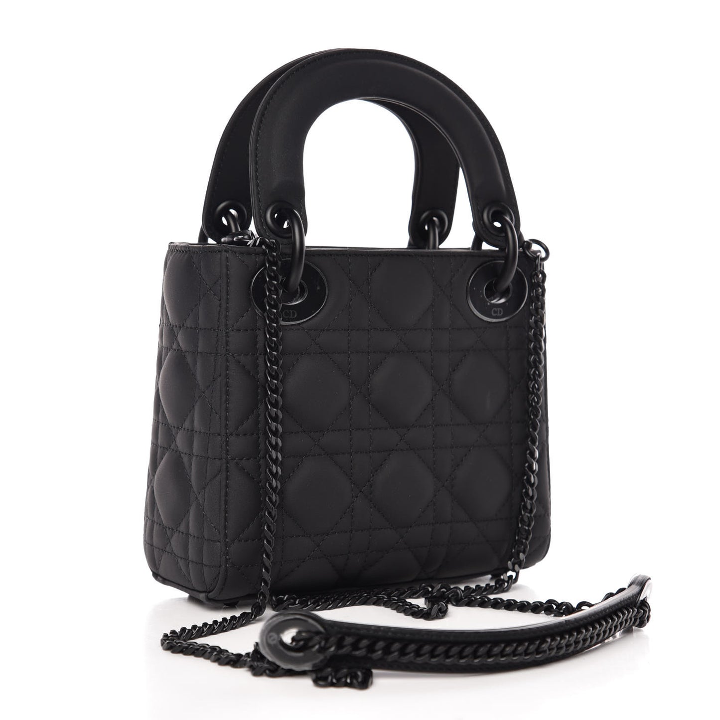 Ultra Matte Calfskin Cannage Mini Lady Dior Black