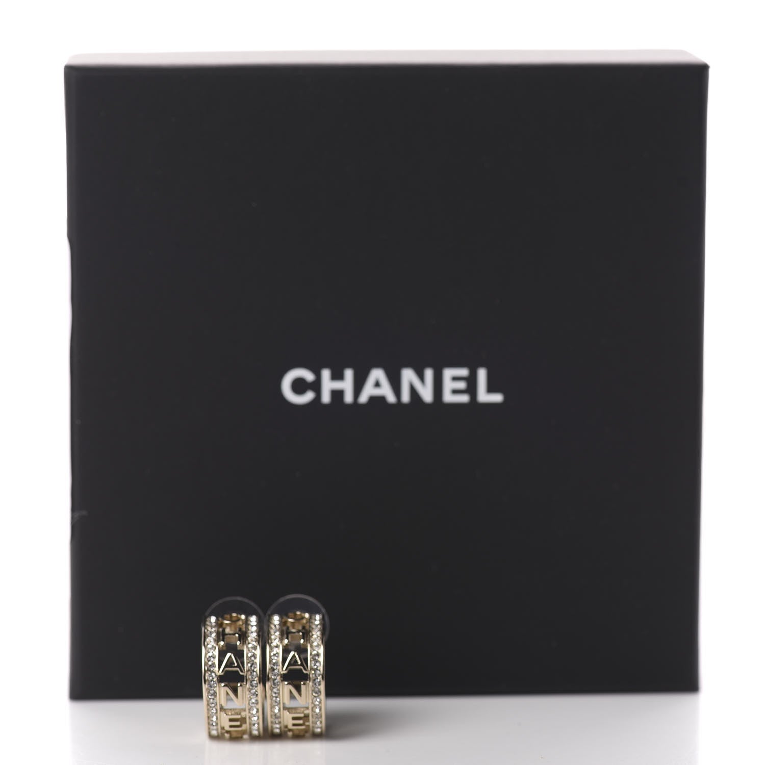 Chanel Metal Crystal Bow-tiful CC Hoop Earrings Gold 4 of 4