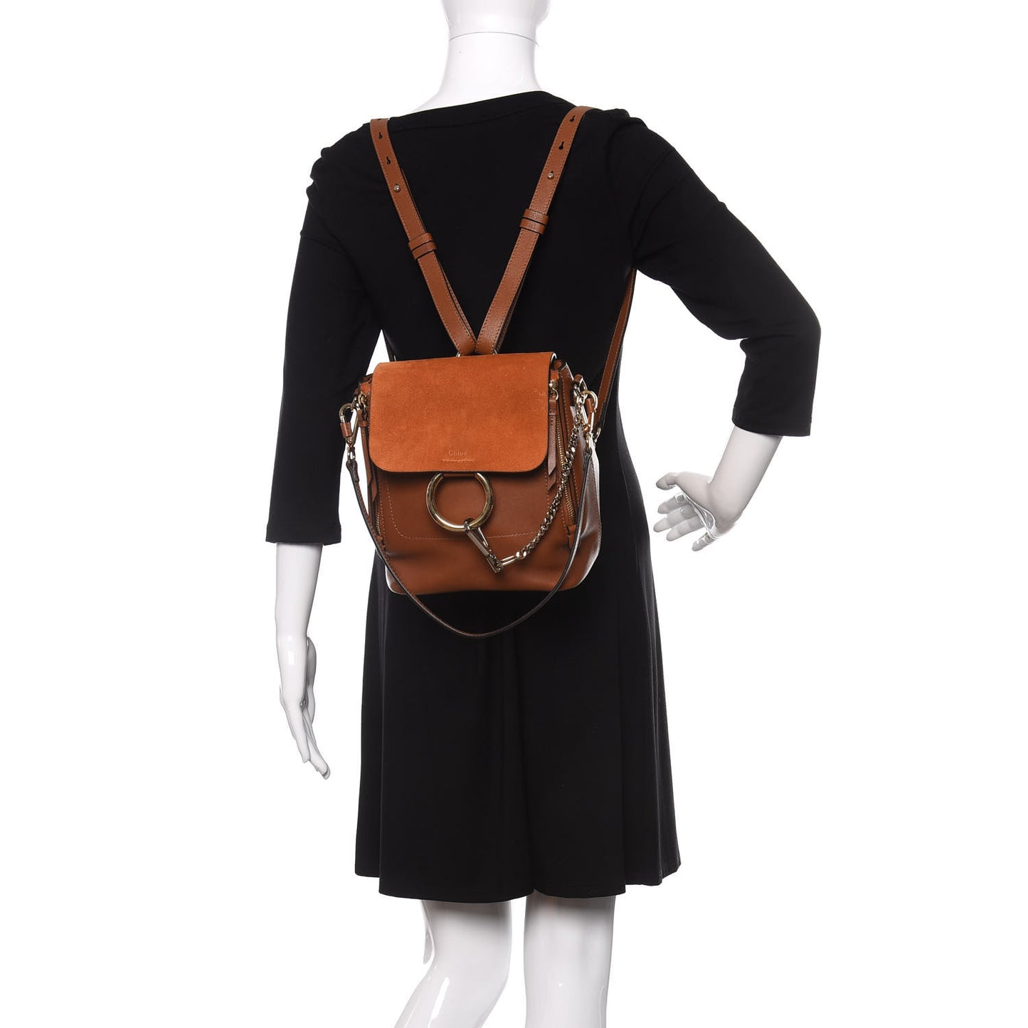 Suede Calfskin Medium Faye Backpack Tan