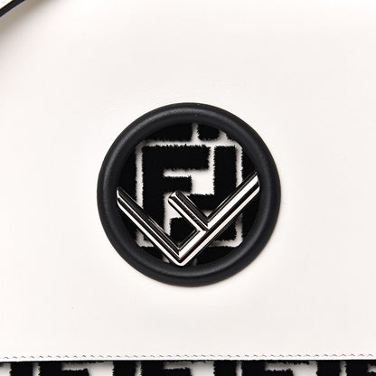 Fendi Vitello Century Velvet F is Fendi FF Embroidered Kan I Shoulder Bag White Black 13 of 13