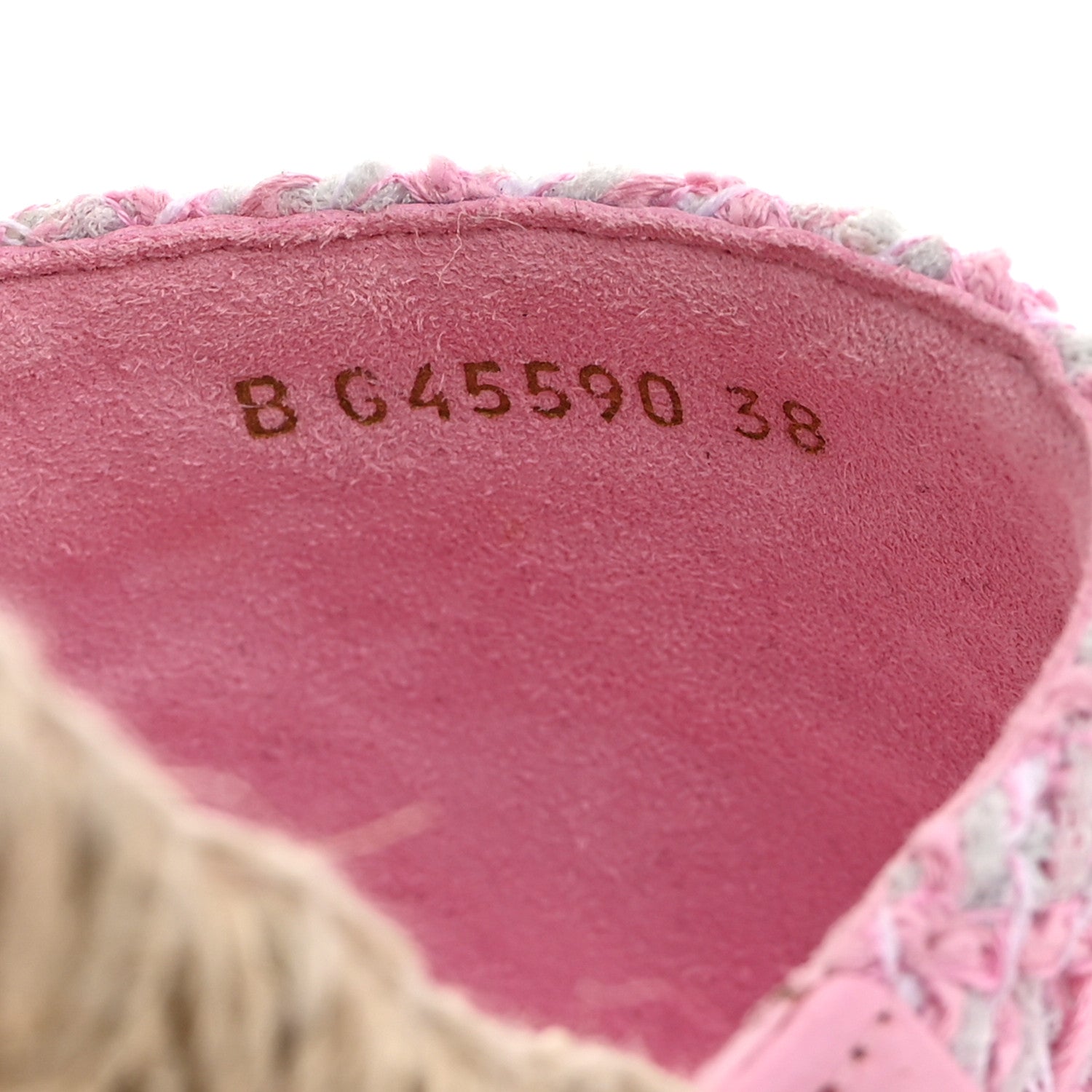 Chanel Tweed Laminated Lambskin CC Slide Sandals 38 Light Pink Gold 7 of 9