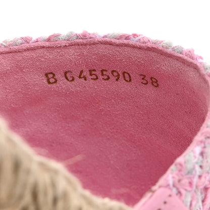 Chanel Tweed Laminated Lambskin CC Slide Sandals 38 Light Pink Gold 7 of 9