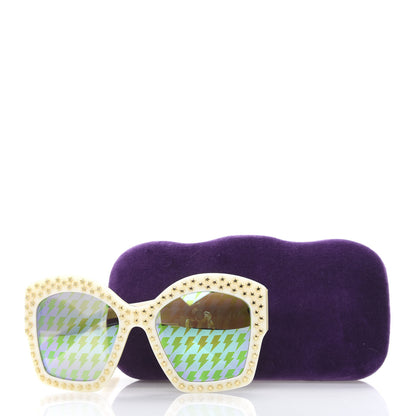 Gucci Square Frame Star Sunglasses GG 3870/S Ivory Gold 8 of 8