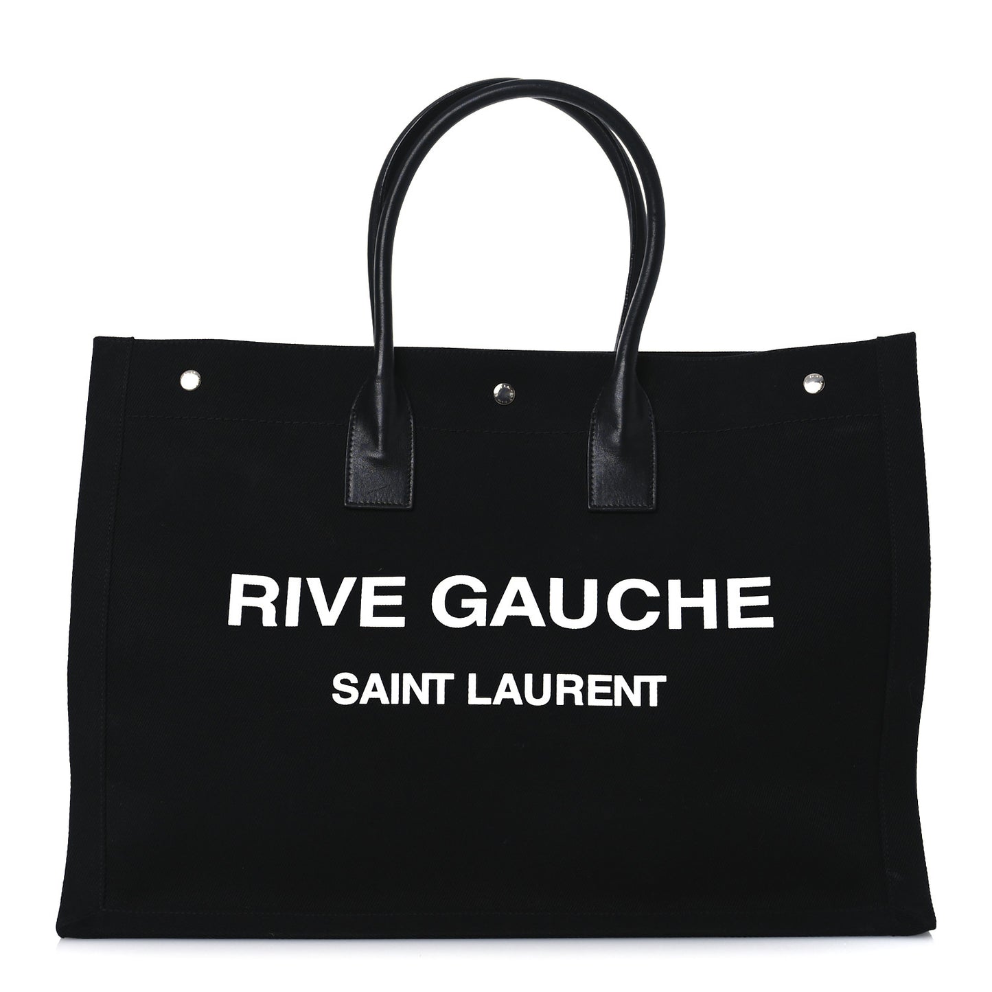 Linen Calfskin Rive Gauche Tote Black