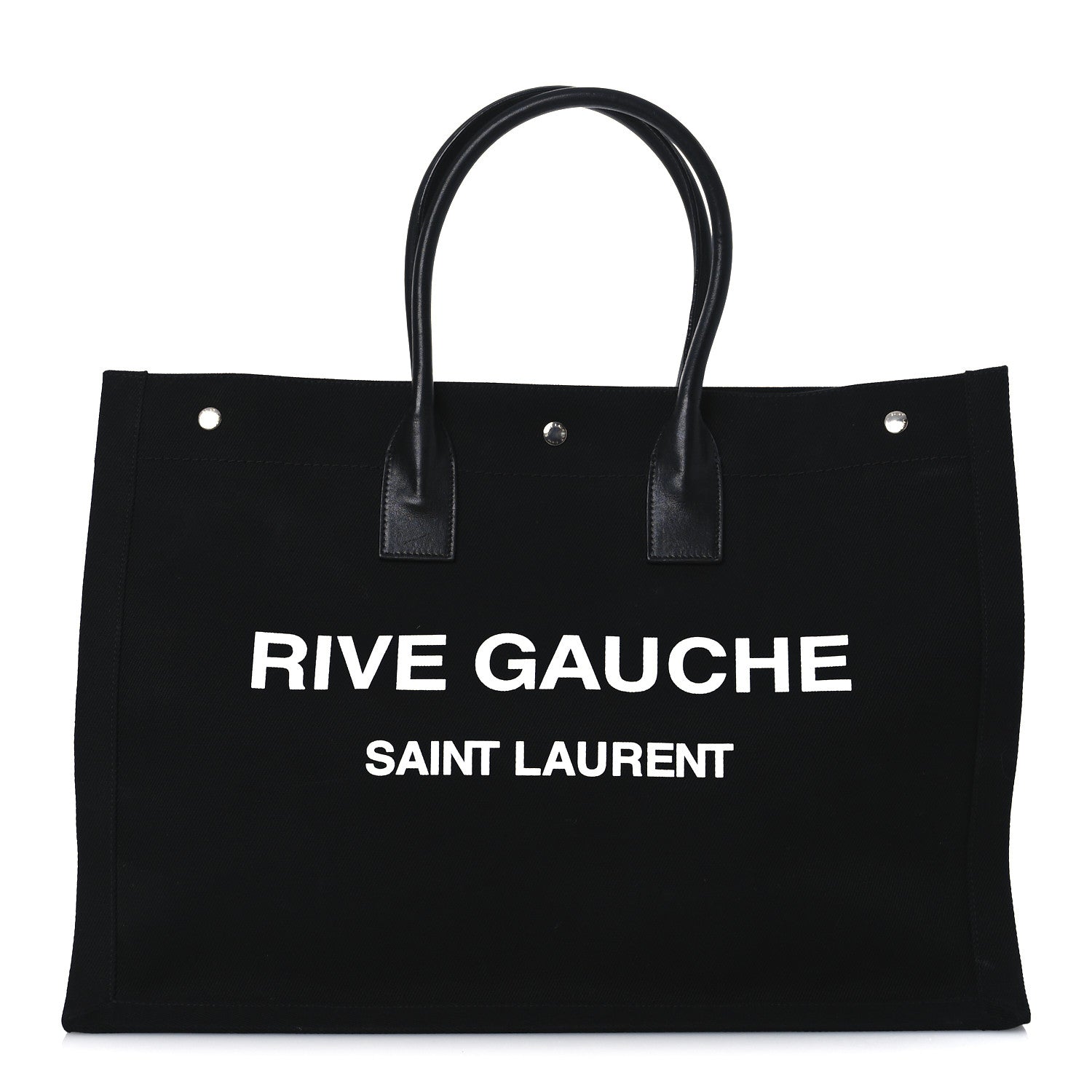 Saint Laurent Linen Calfskin Rive Gauche Tote Black 1 of 13