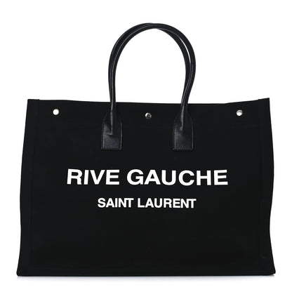 Saint Laurent Linen Calfskin Rive Gauche Tote Black 1 of 13