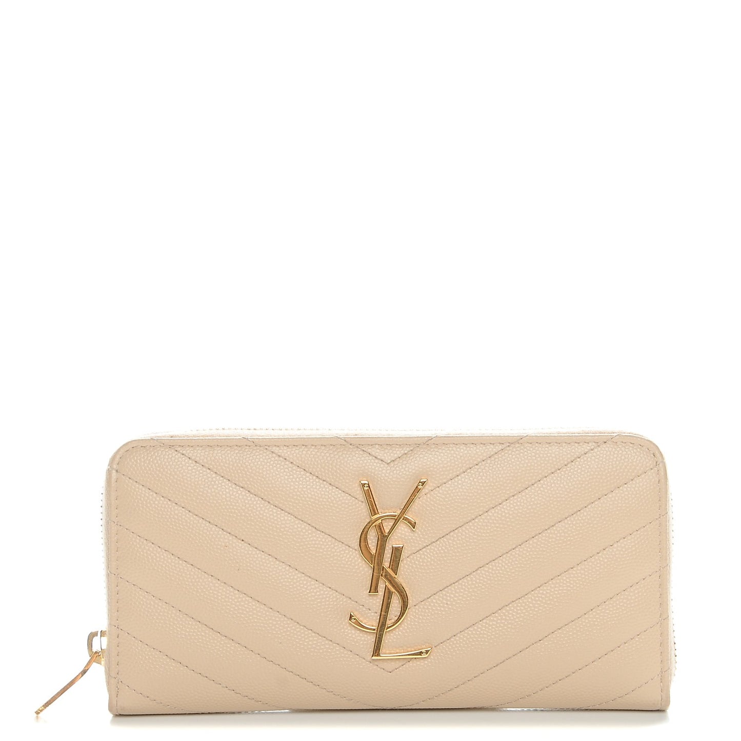 Grain De Poudre Matelasse Chevron Monogram Zip Around Wallet Nude Powder