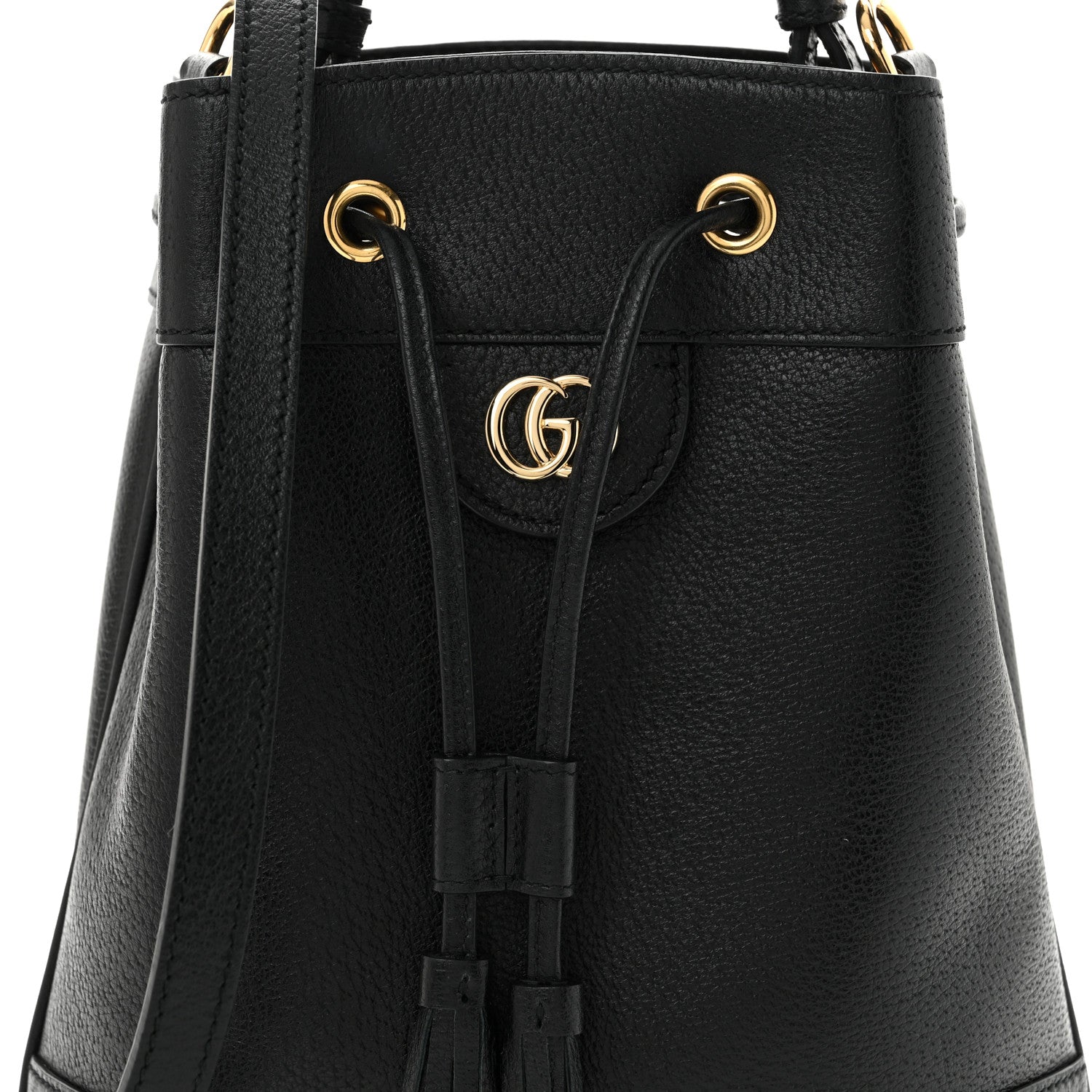 Gucci Glazed Textured Calfskin Web Small Ophidia Bucket Bag Black 8 of 10
